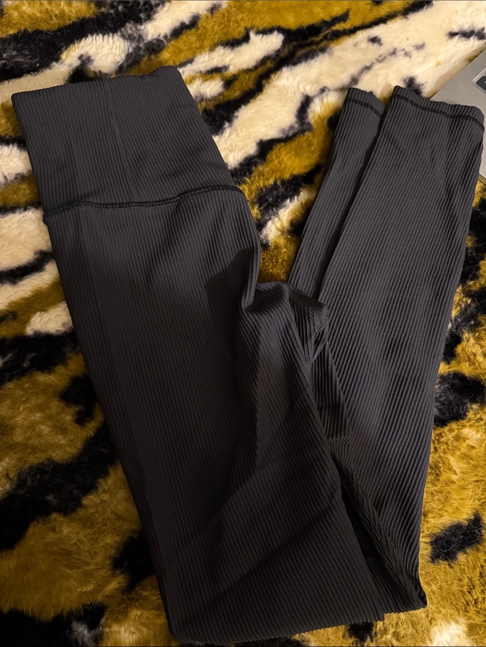 Athleta Black Ribbed High-Rise Leggings